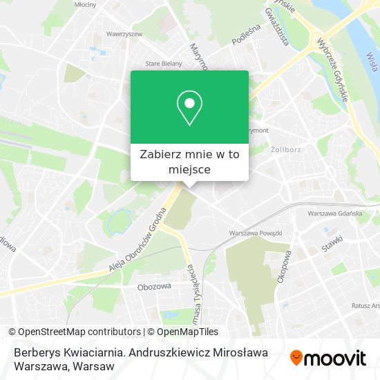 Mapa Berberys Kwiaciarnia. Andruszkiewicz Mirosława Warszawa