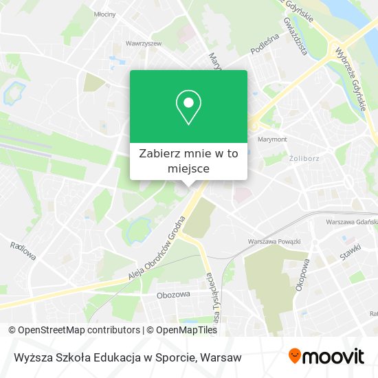 Mapa Wyższa Szkoła Edukacja w Sporcie