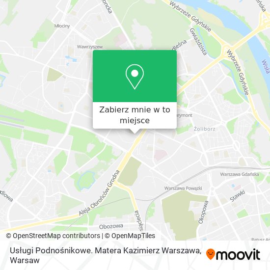 Mapa Usługi Podnośnikowe. Matera Kazimierz Warszawa