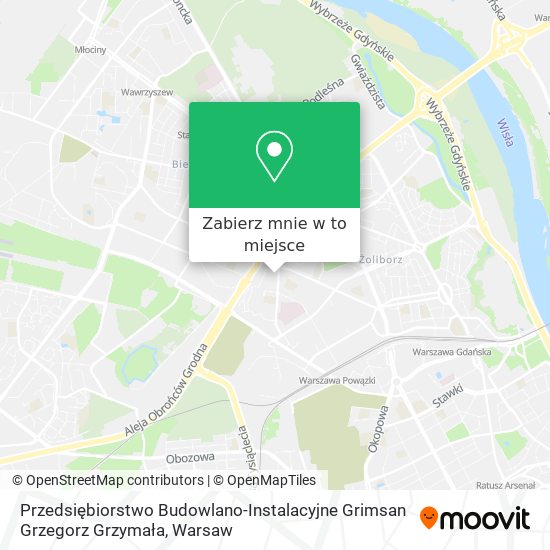 Mapa Przedsiębiorstwo Budowlano-Instalacyjne Grimsan Grzegorz Grzymała