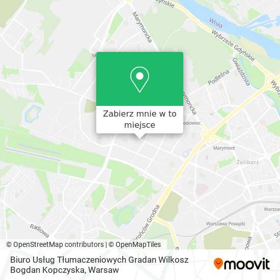 Mapa Biuro Usług Tłumaczeniowych Gradan Wilkosz Bogdan Kopczyska