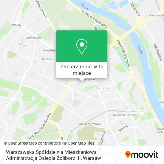 Mapa Warszawska Spółdzielnia Mieszkaniowa Administracja Osiedla Żoliborz III