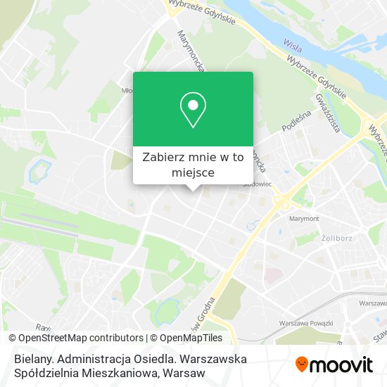 Mapa Bielany. Administracja Osiedla. Warszawska Spółdzielnia Mieszkaniowa