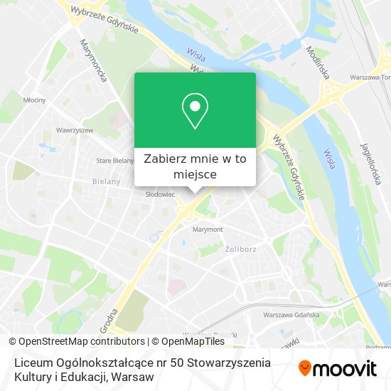 Mapa Liceum Ogólnokształcące nr 50 Stowarzyszenia Kultury i Edukacji