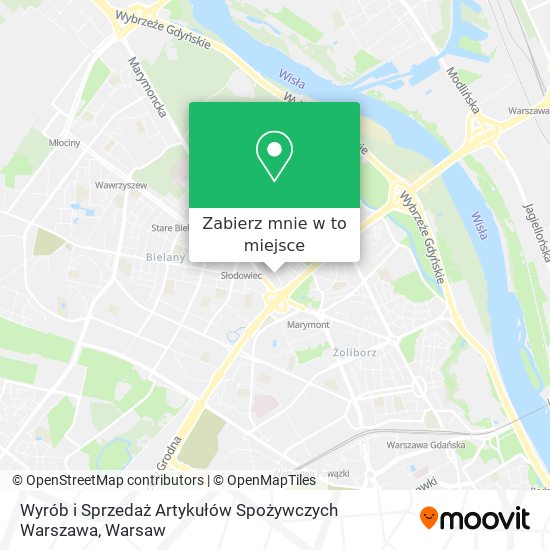 Mapa Wyrób i Sprzedaż Artykułów Spożywczych Warszawa