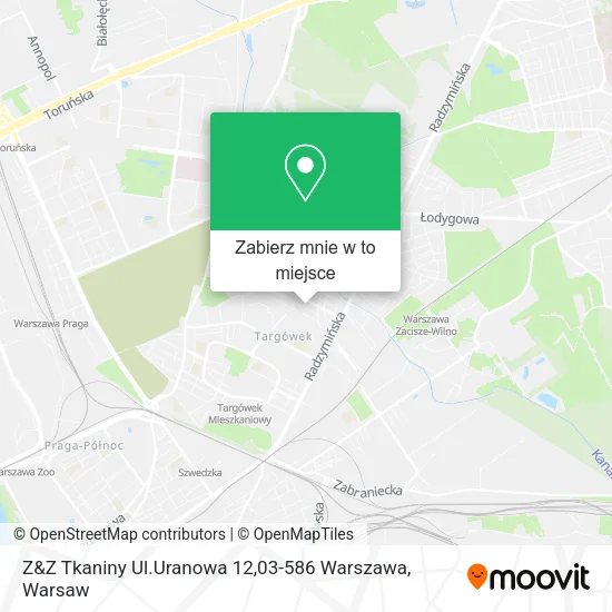 Mapa Z&Z Tkaniny Ul.Uranowa 12,03-586 Warszawa