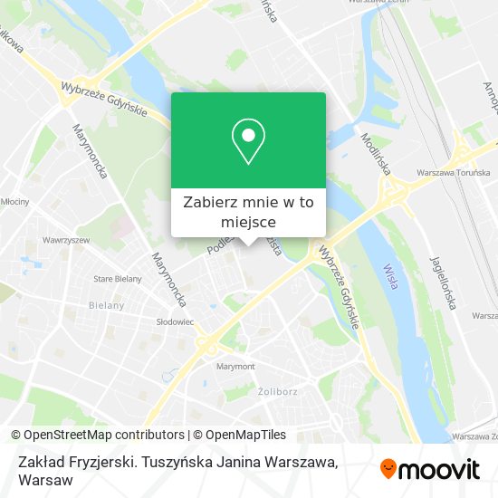 Mapa Zakład Fryzjerski. Tuszyńska Janina Warszawa