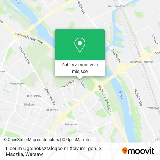 Mapa Liceum Ogólnokształcące nr Xciv im. gen. S. Maczka