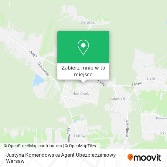 Mapa Justyna Komendowska Agent Ubezpieczeniowy