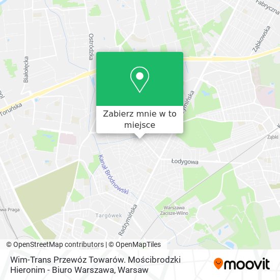 Mapa Wim-Trans Przewóz Towarów. Mościbrodzki Hieronim - Biuro Warszawa