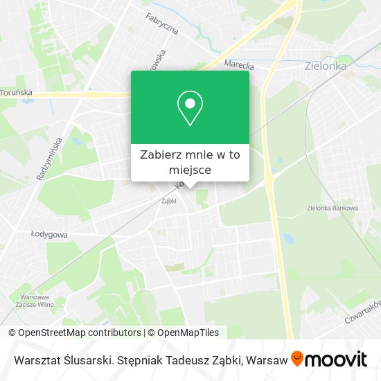 Mapa Warsztat Ślusarski. Stępniak Tadeusz Ząbki