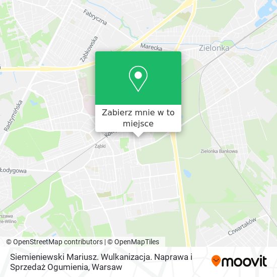 Mapa Siemieniewski Mariusz. Wulkanizacja. Naprawa i Sprzedaż Ogumienia