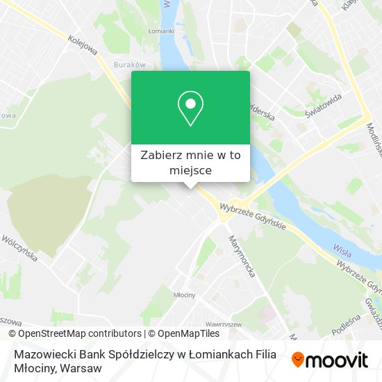 Mapa Mazowiecki Bank Spółdzielczy w Łomiankach Filia Młociny