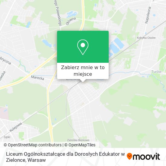 Mapa Liceum Ogólnokształcące dla Dorosłych Edukator w Zielonce