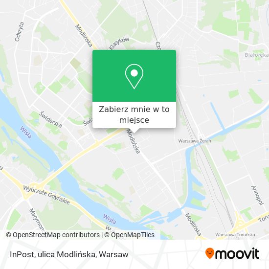 Mapa InPost, ulica Modlińska