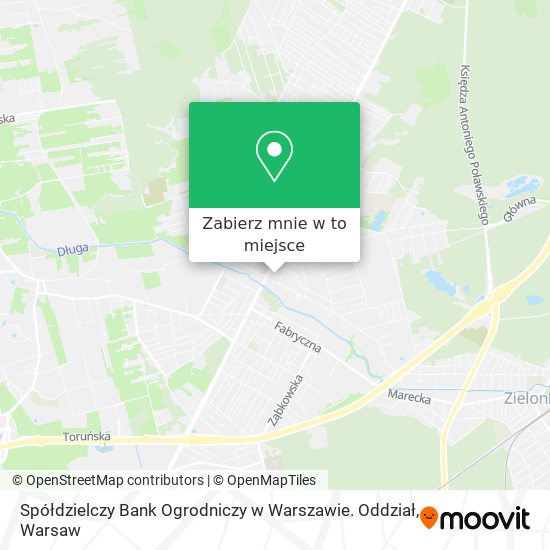 Mapa Spółdzielczy Bank Ogrodniczy w Warszawie. Oddział