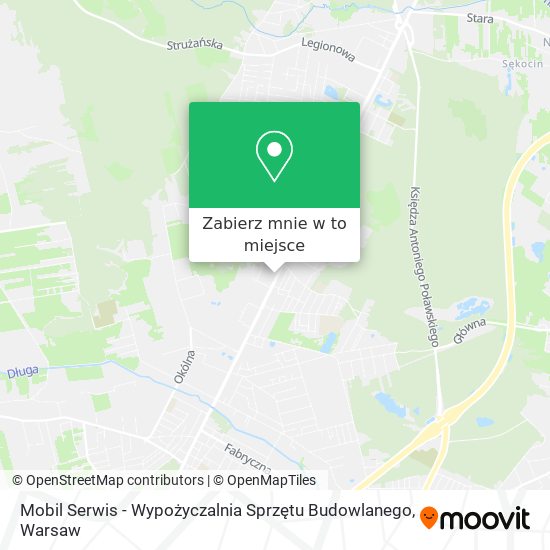 Mapa Mobil Serwis - Wypożyczalnia Sprzętu Budowlanego