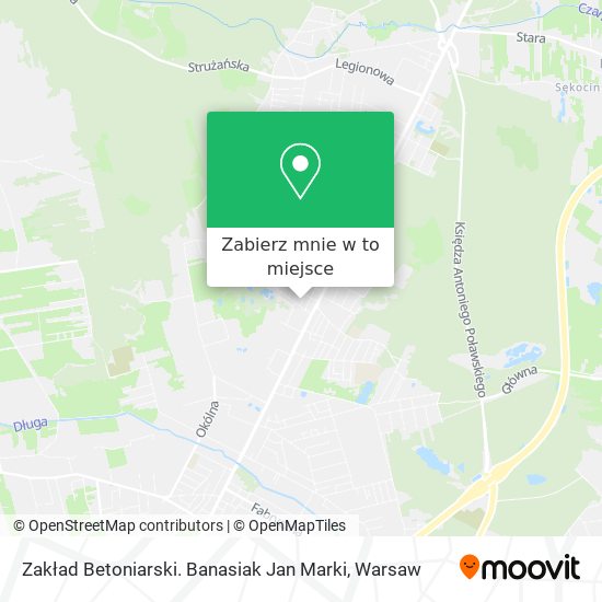 Mapa Zakład Betoniarski. Banasiak Jan Marki