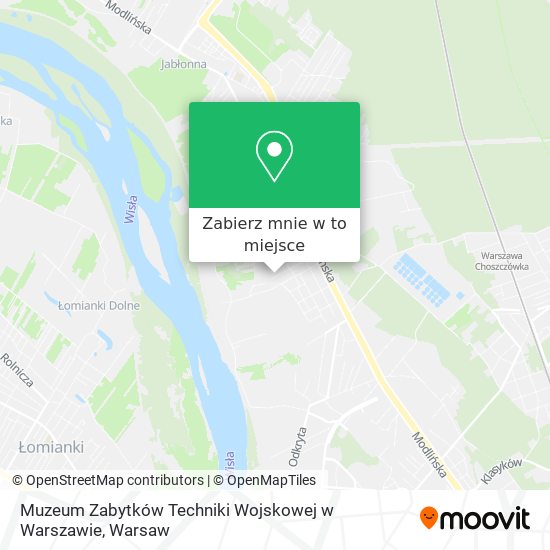 Mapa Muzeum Zabytków Techniki Wojskowej w Warszawie