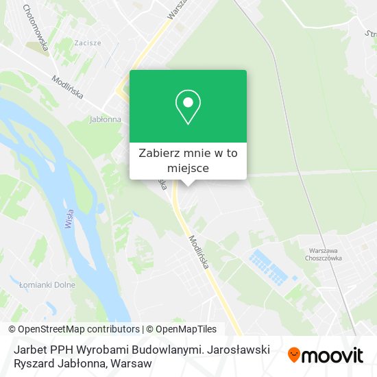 Mapa Jarbet PPH Wyrobami Budowlanymi. Jarosławski Ryszard Jabłonna