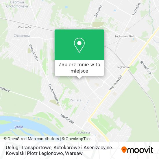 Mapa Usługi Transportowe, Autokarowe i Asenizacyjne. Kowalski Piotr Legionowo