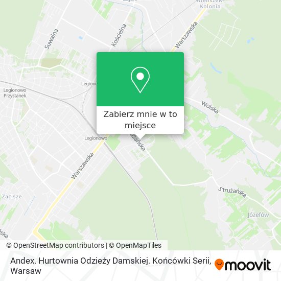 Mapa Andex. Hurtownia Odzieży Damskiej. Końcówki Serii