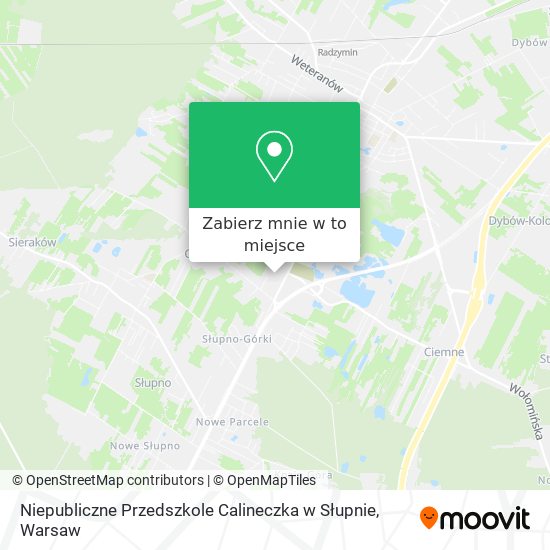 Mapa Niepubliczne Przedszkole Calineczka w Słupnie