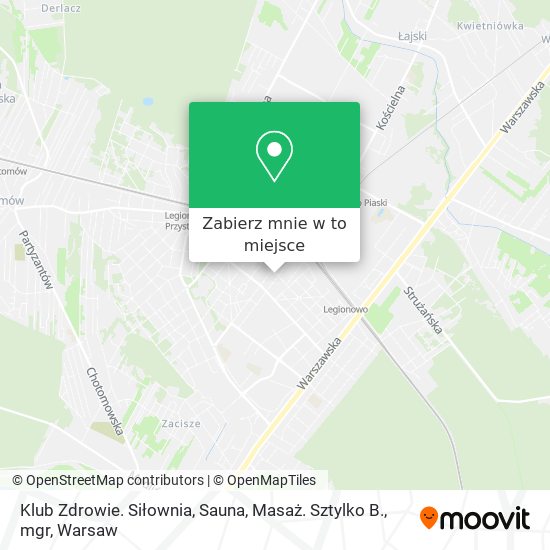 Mapa Klub Zdrowie. Siłownia, Sauna, Masaż. Sztylko B., mgr