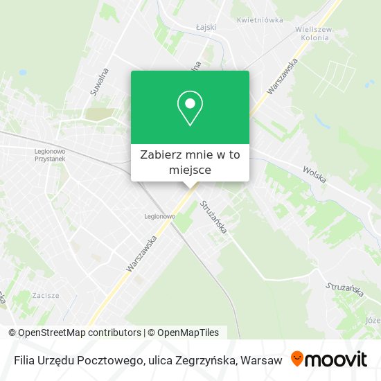 Mapa Filia Urzędu Pocztowego, ulica Zegrzyńska