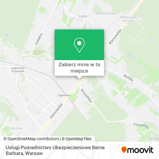 Mapa Usługi Pośrednictwo Ubezpieczeniowe Berne Barbara