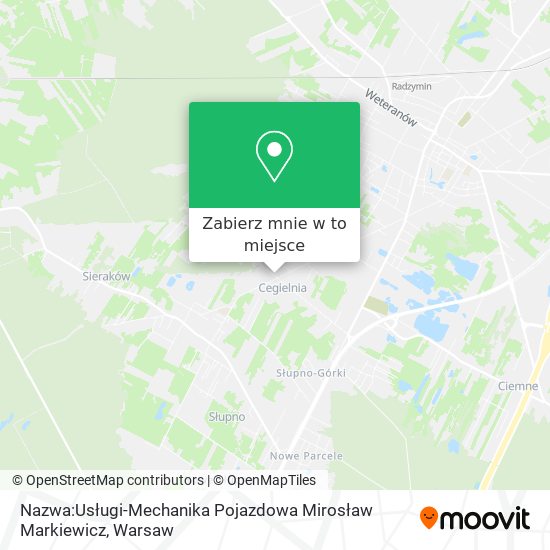 Mapa Nazwa:Usługi-Mechanika Pojazdowa Mirosław Markiewicz