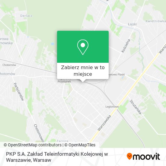 Mapa PKP S.A. Zakład Teleinformatyki Kolejowej w Warszawie