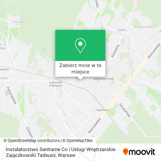 Mapa Instalatorstwo Sanitarne Co i Usługi Wnętrzarskie Zajączkowski Tadeusz