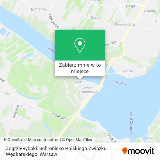 Mapa Zegrze-Rybaki. Schronisko Polskiego Związku Wędkarskiego