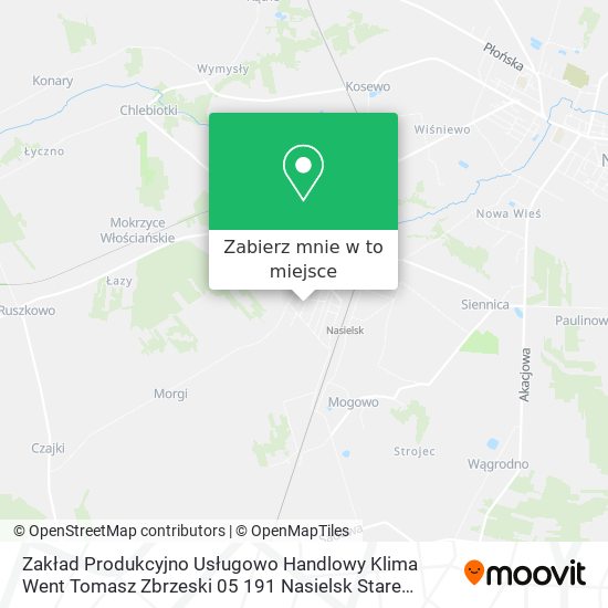 Mapa Zakład Produkcyjno Usługowo Handlowy Klima Went Tomasz Zbrzeski 05 191 Nasielsk Stare Pieścirogi Ul