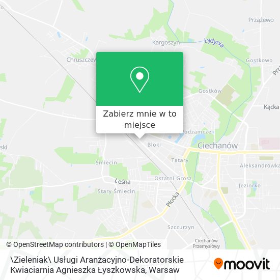 Mapa \Zieleniak\ Usługi Aranżacyjno-Dekoratorskie Kwiaciarnia Agnieszka Łyszkowska