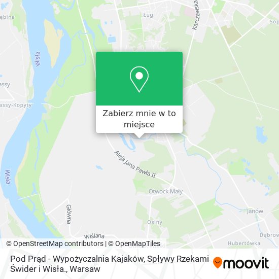 Mapa Pod Prąd - Wypożyczalnia Kajaków, Spływy Rzekami Świder i Wisła.