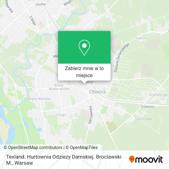 Mapa Texland. Hurtownia Odziezy Damskiej. Broclawski M.