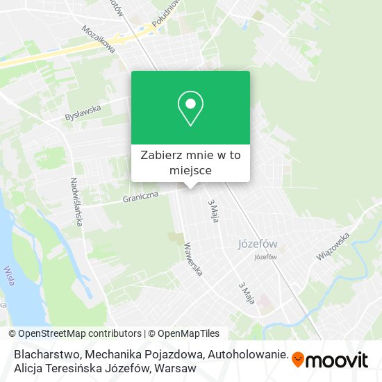 Mapa Blacharstwo, Mechanika Pojazdowa, Autoholowanie. Alicja Teresińska Józefów