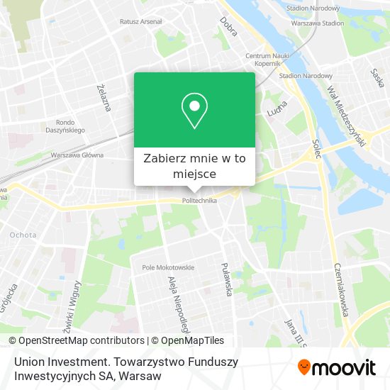 Mapa Union Investment. Towarzystwo Funduszy Inwestycyjnych SA