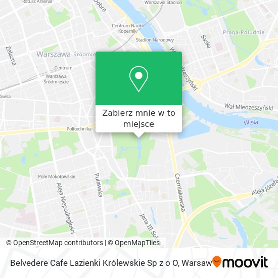 Mapa Belvedere Cafe Lazienki Królewskie Sp z o O