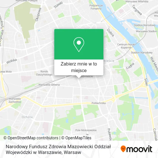 Mapa Narodowy Fundusz Zdrowia Mazowiecki Oddział Wojewódzki w Warszawie