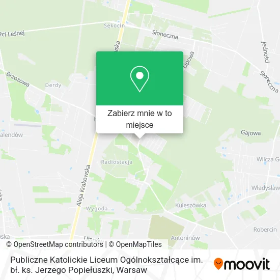 Mapa Publiczne Katolickie Liceum Ogólnokształcące im. bł. ks. Jerzego Popiełuszki
