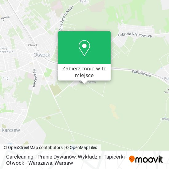 Mapa Carcleaning - Pranie Dywanów, Wykładzin, Tapicerki Otwock - Warszawa