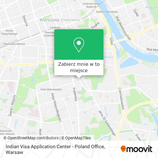 Mapa Indian Visa Application Center - Poland Office