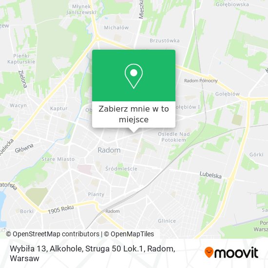 Mapa Wybiła 13, Alkohole, Struga 50 Lok.1, Radom