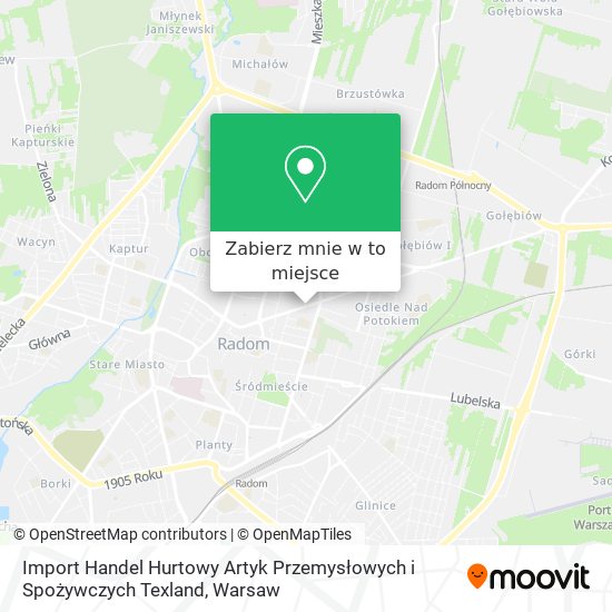 Mapa Import Handel Hurtowy Artyk Przemysłowych i Spożywczych Texland