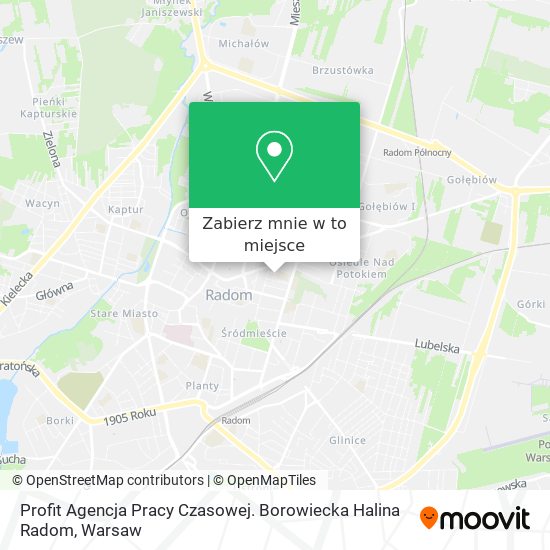 Mapa Profit Agencja Pracy Czasowej. Borowiecka Halina Radom