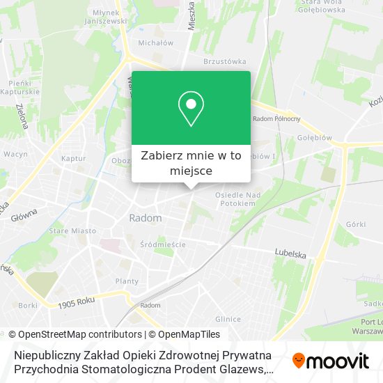 Mapa Niepubliczny Zakład Opieki Zdrowotnej Prywatna Przychodnia Stomatologiczna Prodent Glazews