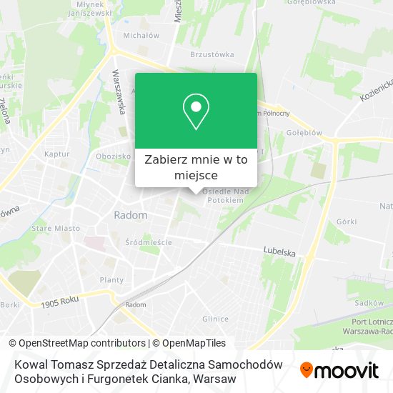 Mapa Kowal Tomasz Sprzedaż Detaliczna Samochodów Osobowych i Furgonetek Cianka